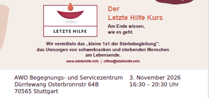 Einleitungsbild Letzte Hilfe Kurs - Wissen, das trägt, wenn das Leben zu Ende geht