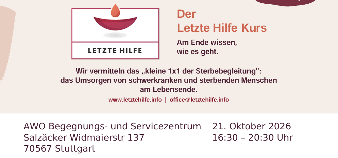 Einleitungsbild Letzte Hilfe Kurs - Wissen, das trägt, wenn das Leben zu Ende geht