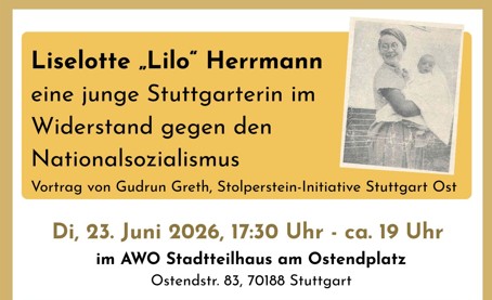 Einleitungsbild Veranstaltung der Stolperstein-Initiative zu Lilo Herrmann