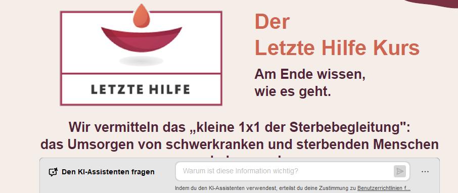Einleitungsbild Letzte Hilfe Kurs am 20. Juli 2026